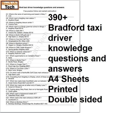 Taxi cabology questions questions and answers Taxi Test Cabology Questions and Answers Question As a licensed taxi driver, what must you wear and clearly display with you at all times Answer The taxi driver&x27;s badge. . Taxi knowledge test questions and answers bradford